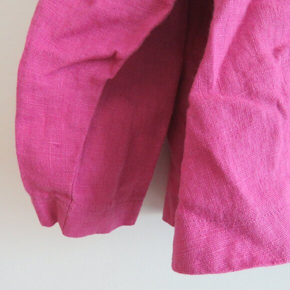 VINTAGE ITEMZ CHRIS BAUMGARTNER 100% Linen Cropped Button Top Pink Lagenlook - Picture 6 of 15